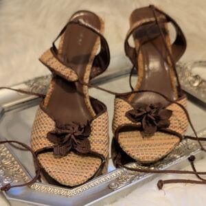 FIONI Clothing Woven Brown and Tan Espadrilles
